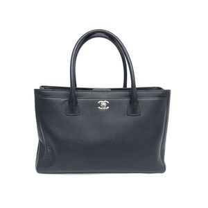Chanel Executive Tote Bag Soft Caviar Skin Black Silver Metal Fittings Coco Mark